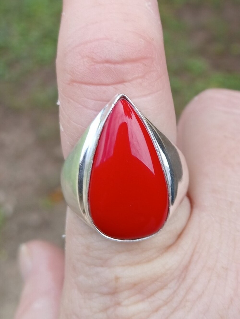 New Men's Coral 925 Silver Ring. 